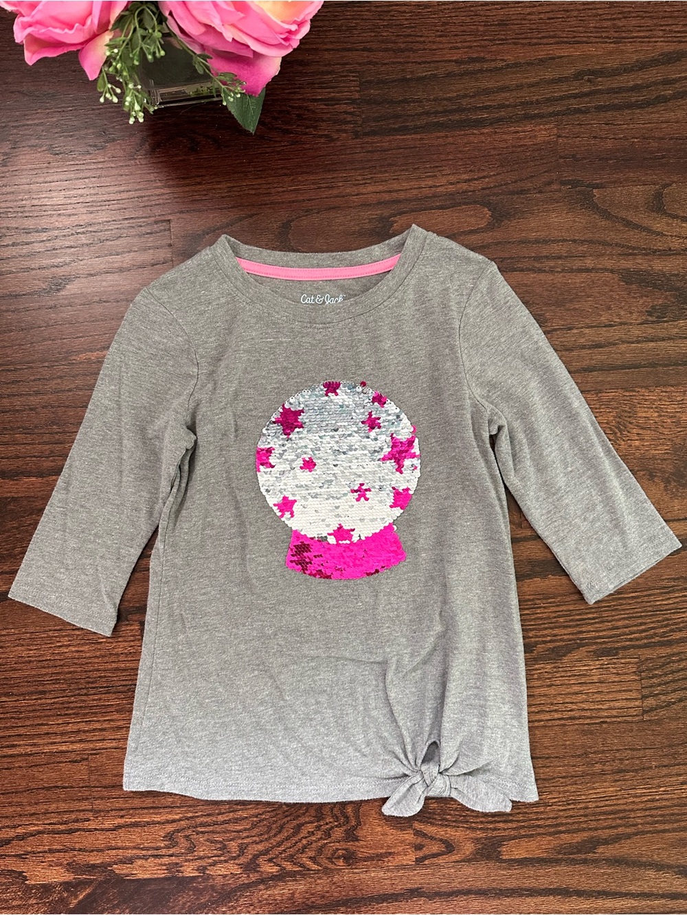 Cat & Jack flippy sequined Halloween top, size S/6-6X